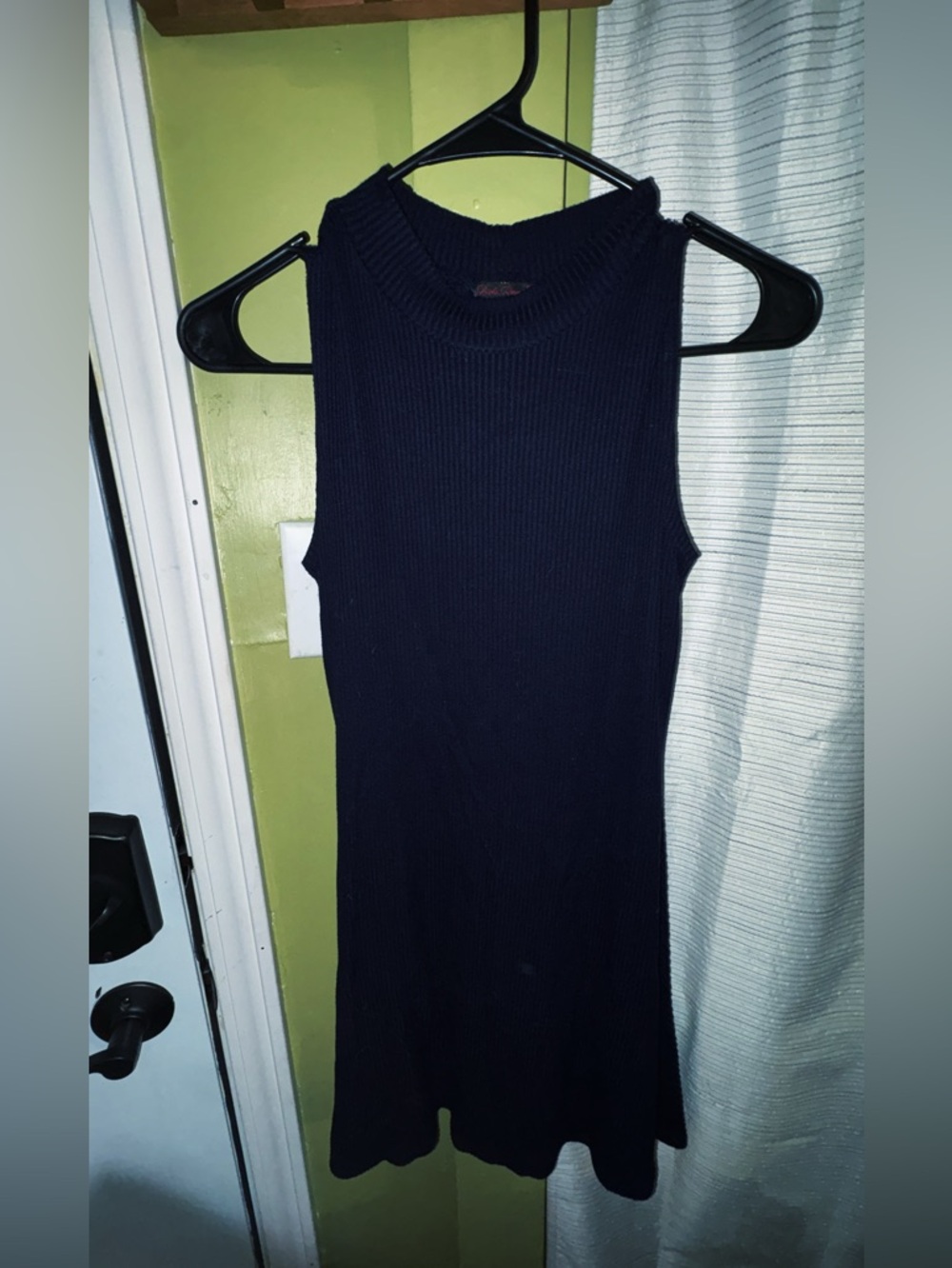Sleeveless Ribbed Knit Dress in Navy